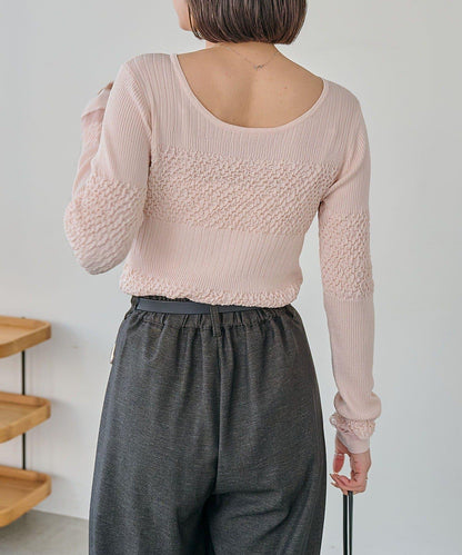 褶皺設計 針織上衣