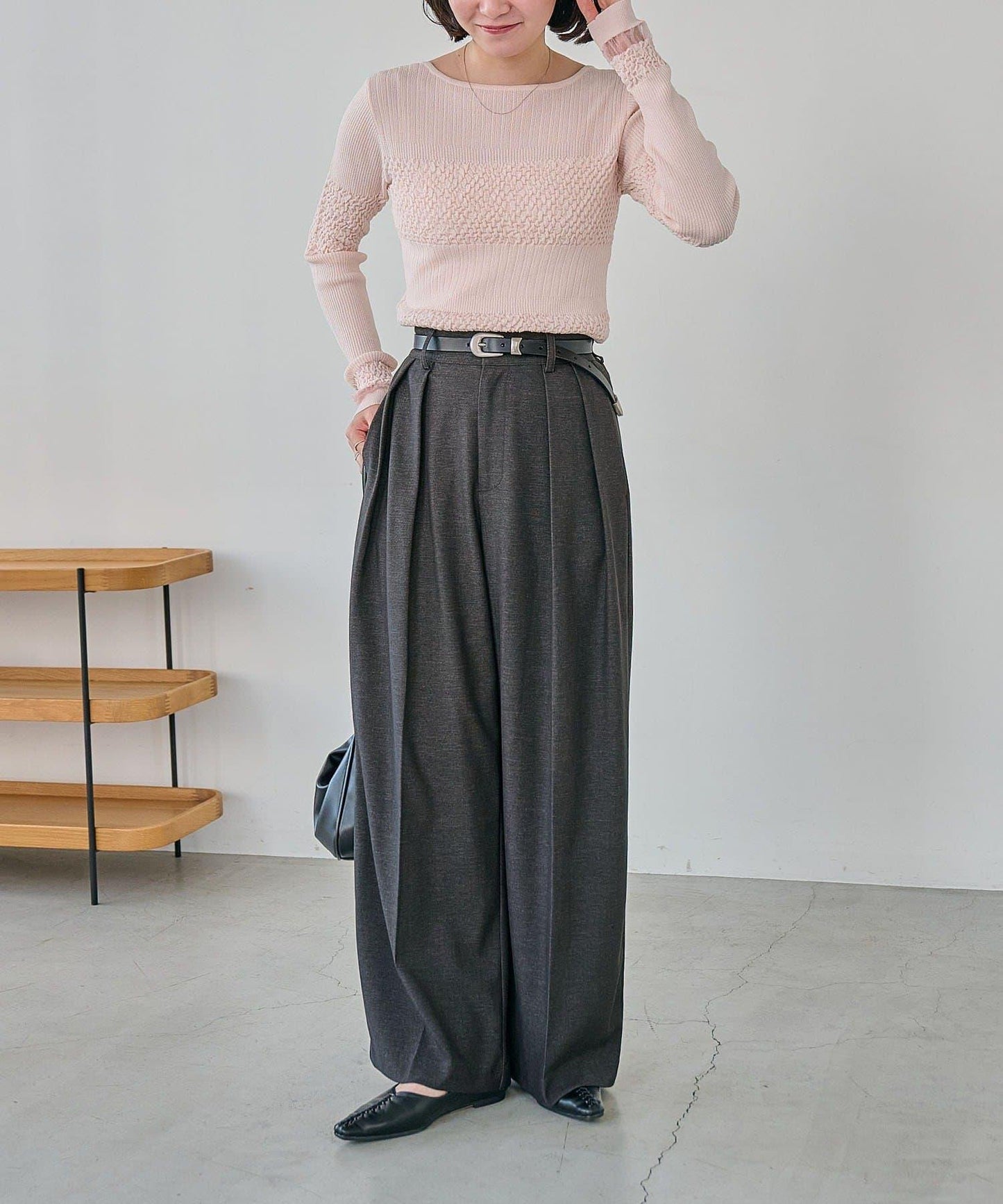 褶皺設計 針織上衣