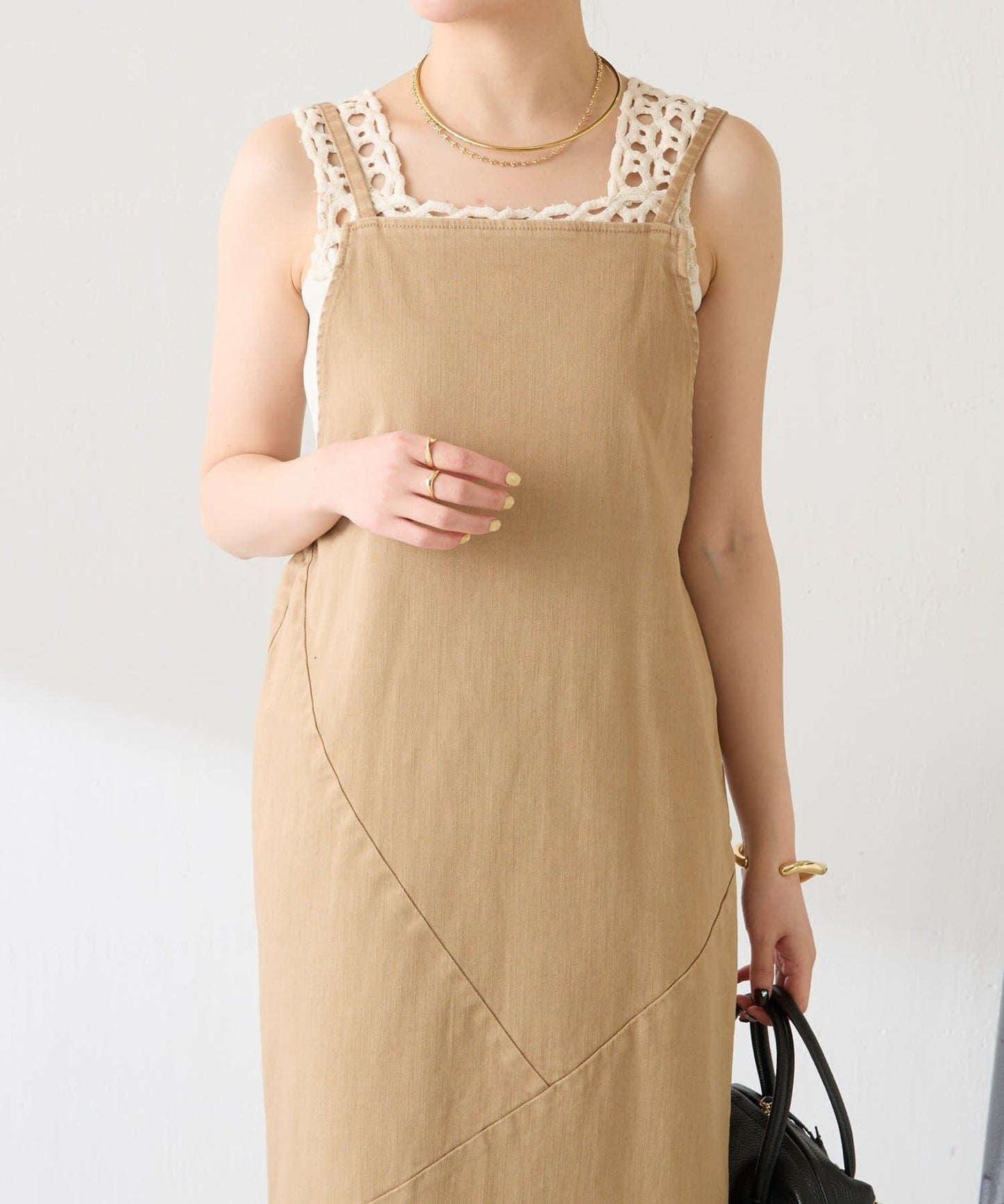 蕾絲裝飾 針織 吊帶上衣