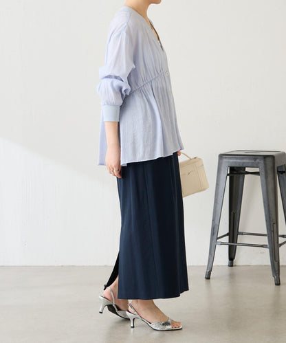 修飾身形 褶皺拼接 襯衫式開衫