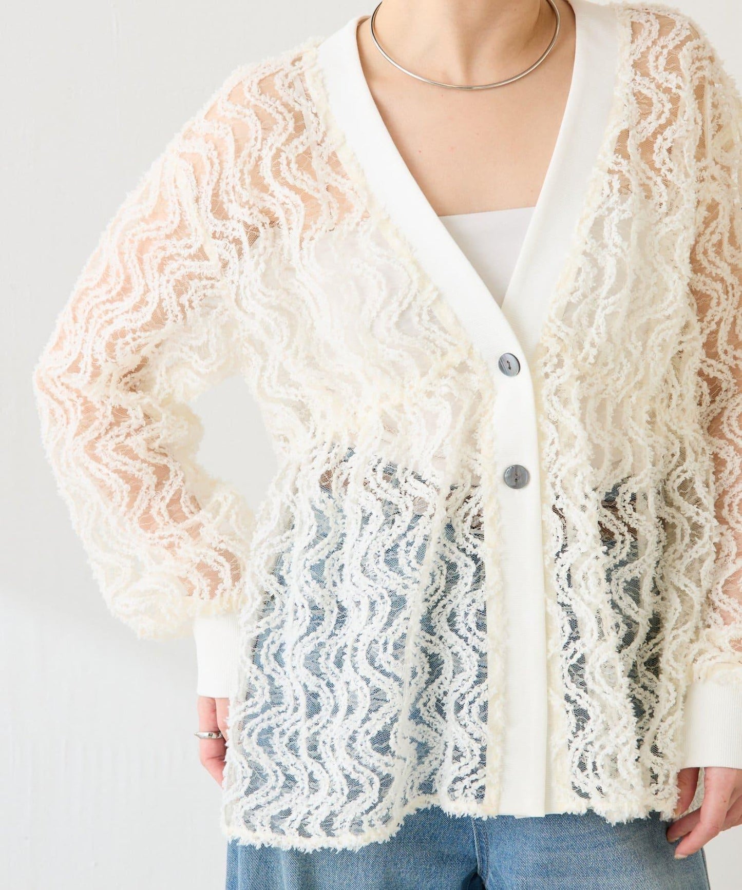 修飾身形 褶皺拼接 襯衫式開衫