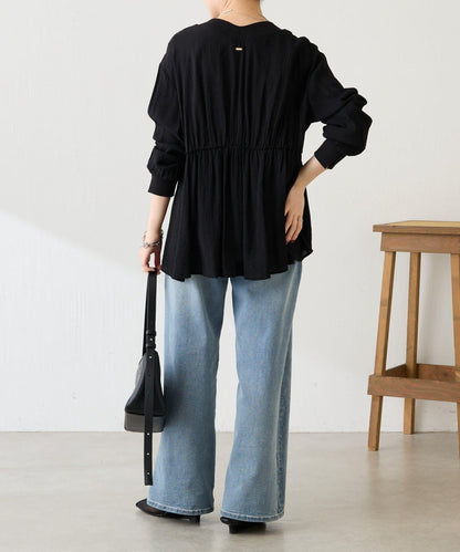 修飾身形 褶皺拼接 襯衫式開衫