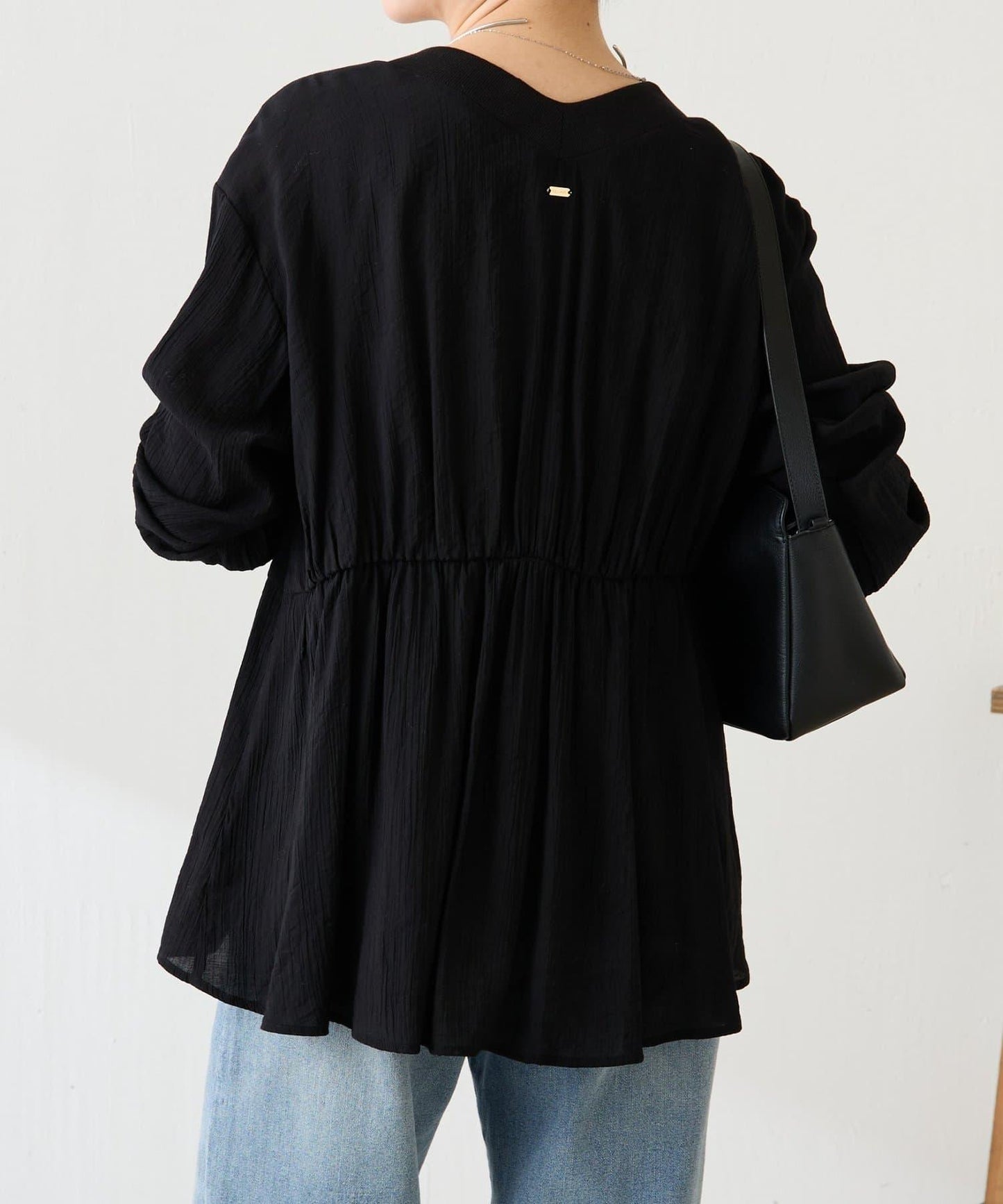 修飾身形 褶皺拼接 襯衫式開衫