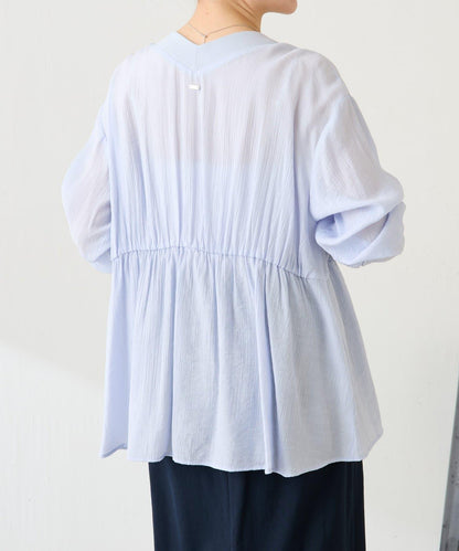 修飾身形 褶皺拼接 襯衫式開衫