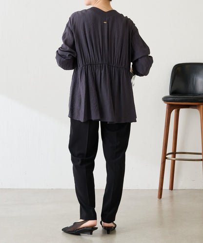 修飾身形 褶皺拼接 襯衫式開衫