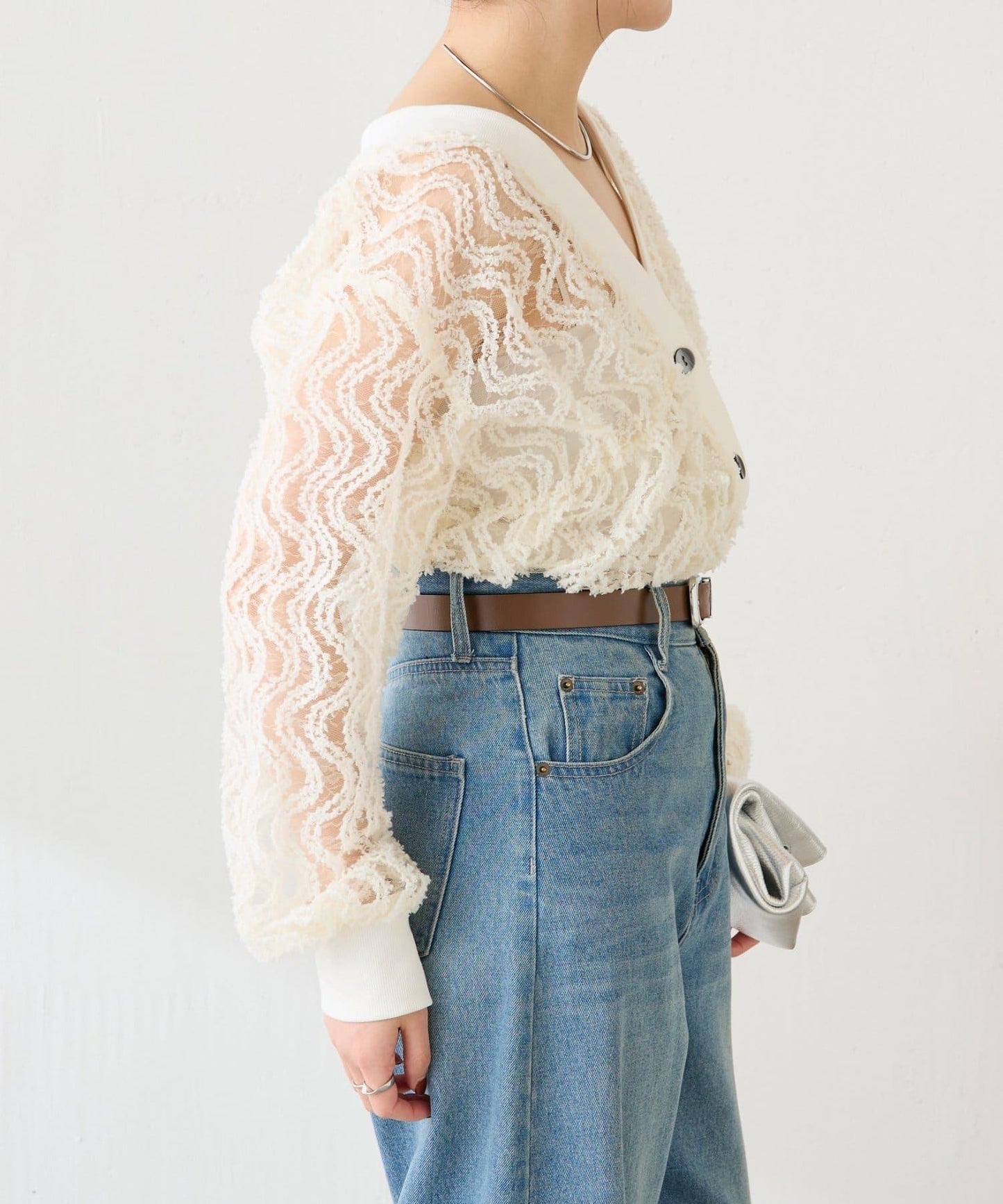 修飾身形 褶皺拼接 襯衫式開衫