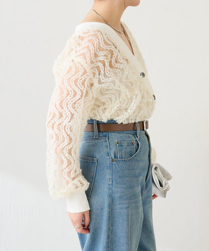 修飾身形 褶皺拼接 襯衫式開衫