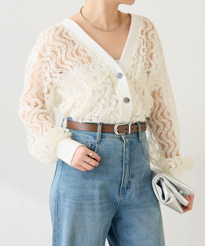 修飾身形 褶皺拼接 襯衫式開衫