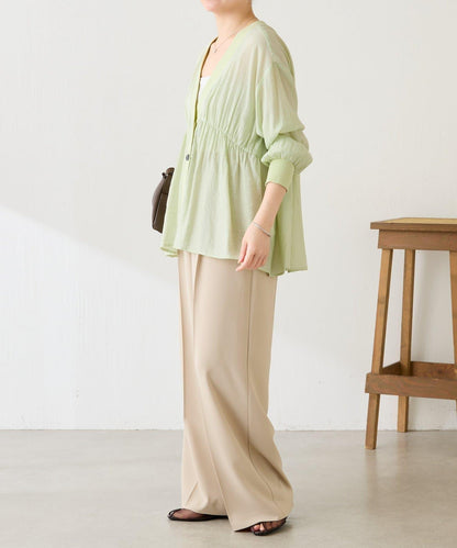 修飾身形 褶皺拼接 襯衫式開衫