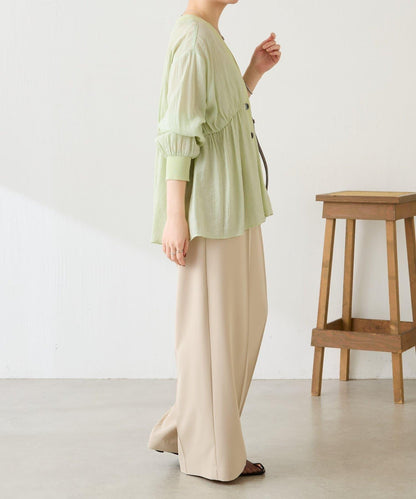 修飾身形 褶皺拼接 襯衫式開衫