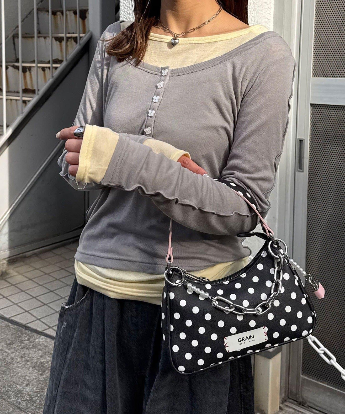 兩件套彈力透紗疊穿上衣