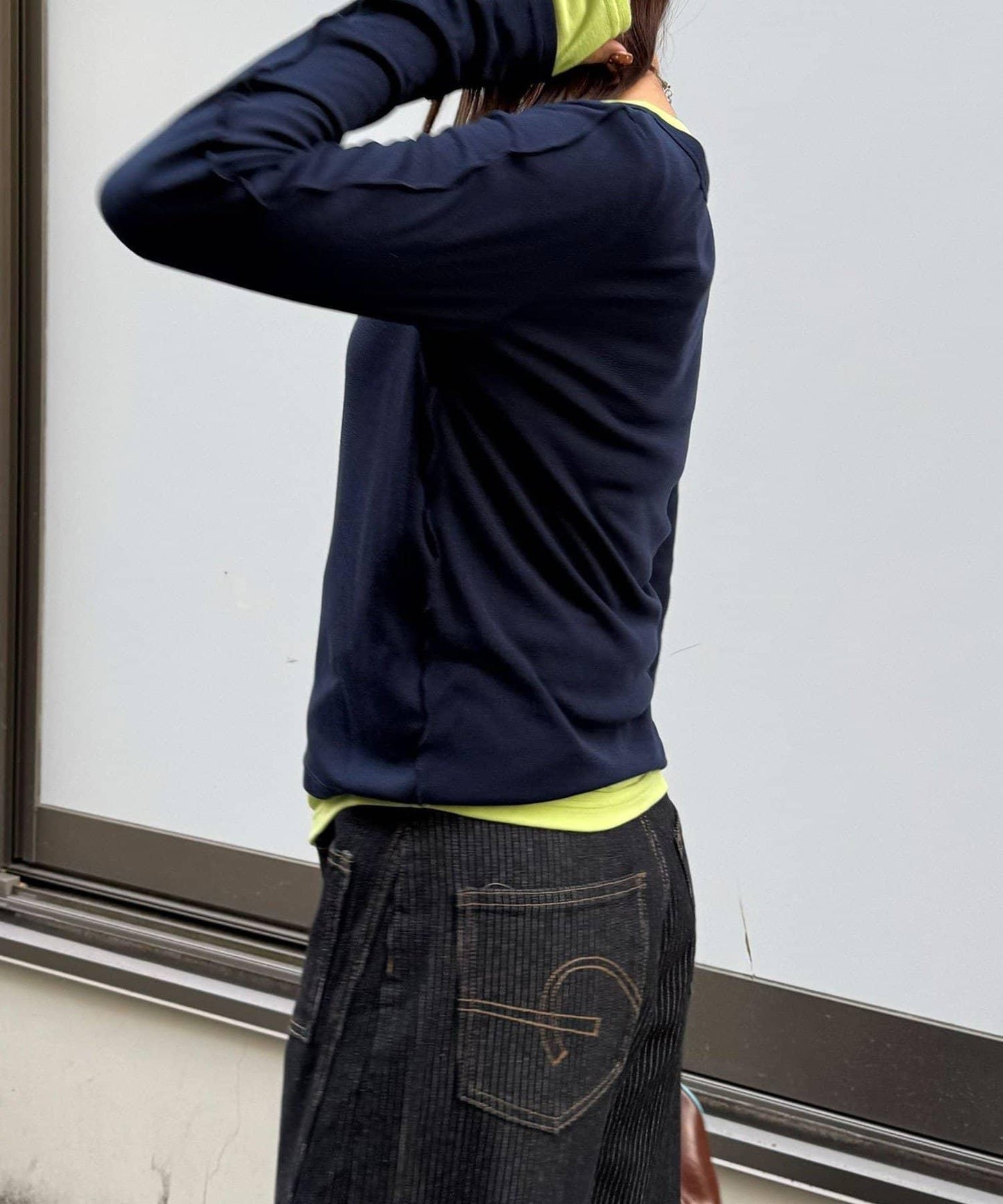 兩件套彈力透紗疊穿上衣