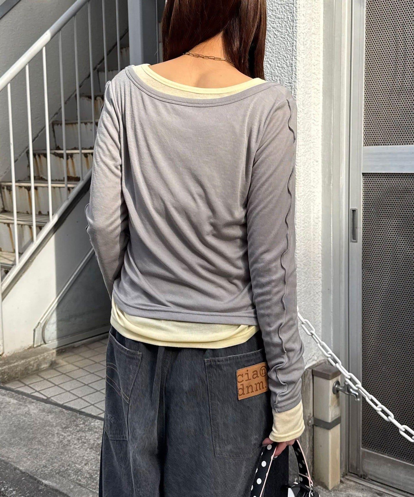 兩件套彈力透紗疊穿上衣