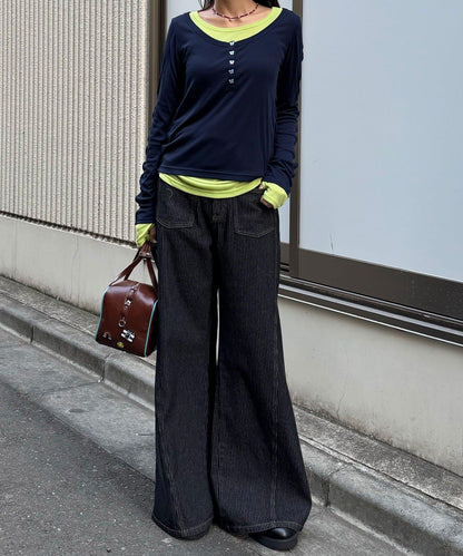 兩件套彈力透紗疊穿上衣