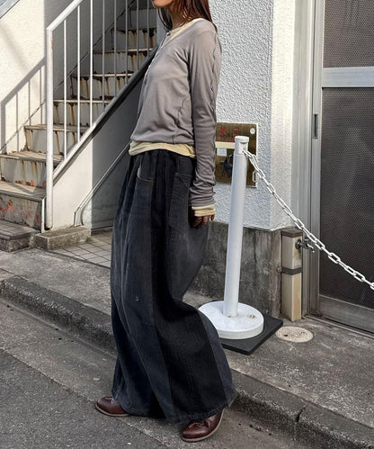 兩件套彈力透紗疊穿上衣