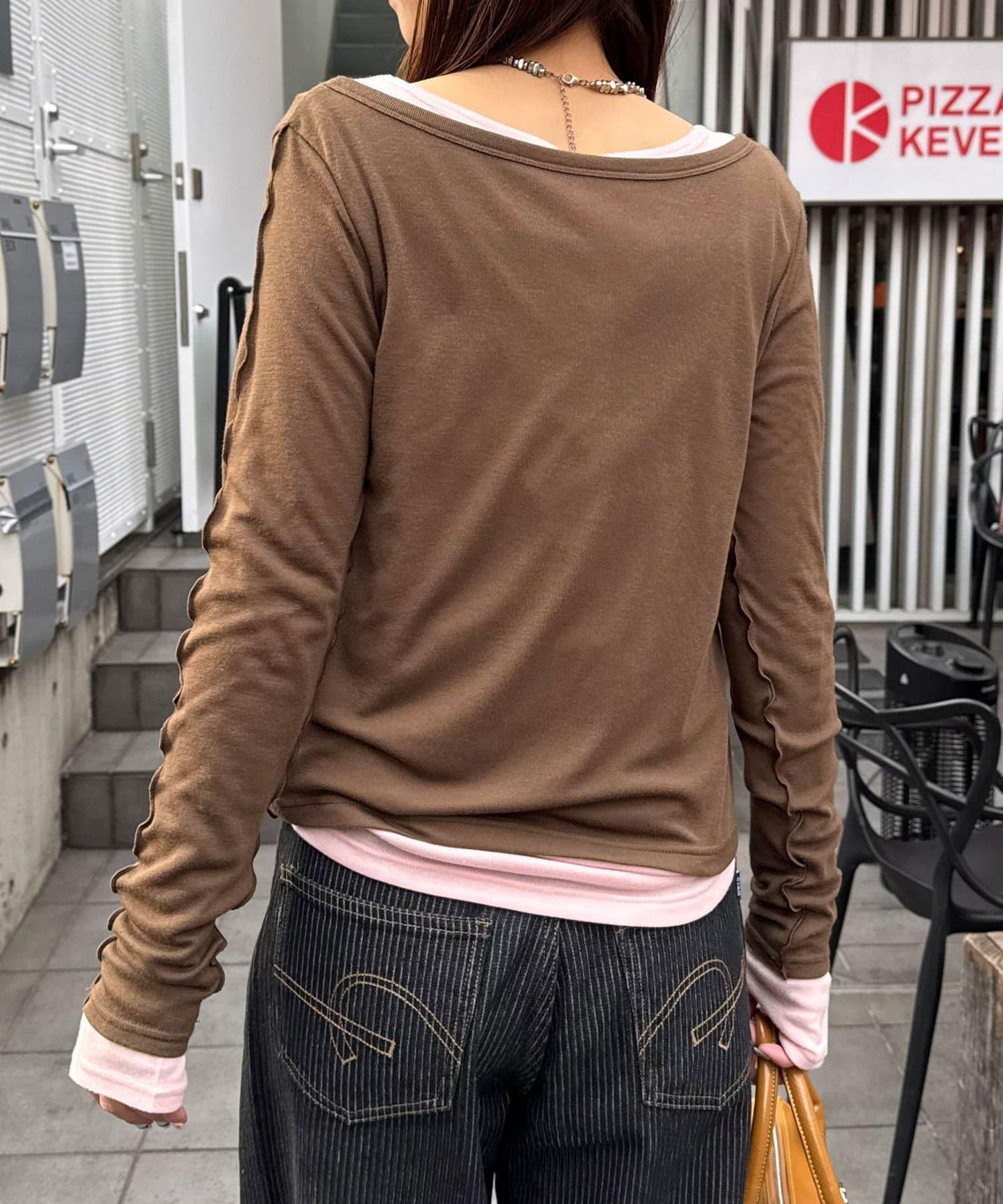 兩件套彈力透紗疊穿上衣