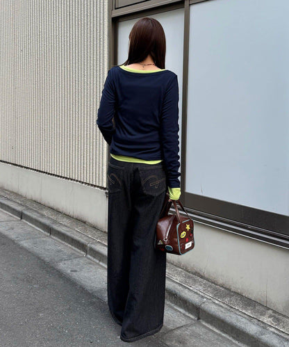 兩件套彈力透紗疊穿上衣