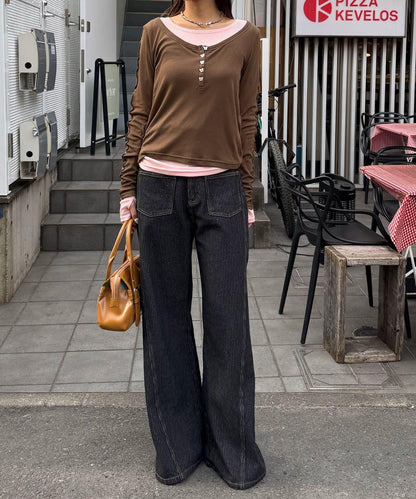 兩件套彈力透紗疊穿上衣