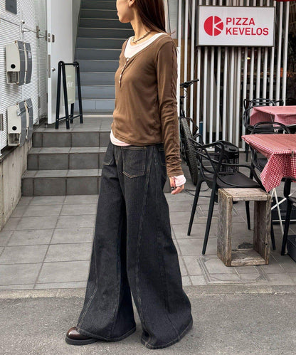 兩件套彈力透紗疊穿上衣