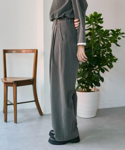 細條紋雙褶褲子