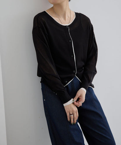 前後雙穿 層次感設計 線條透視 針織開衫 SUM1 STYLE