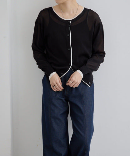 前後雙穿 層次感設計 線條透視 針織開衫 SUM1 STYLE