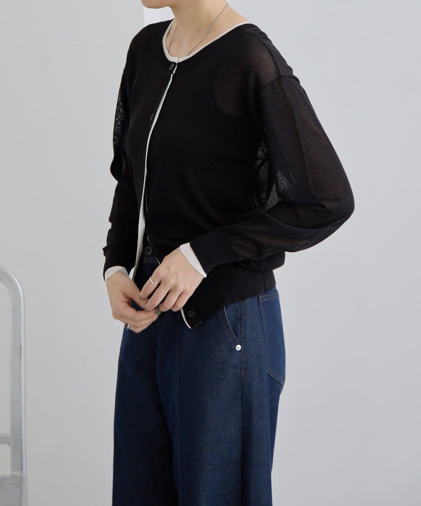 前後雙穿 層次感設計 線條透視 針織開衫 SUM1 STYLE