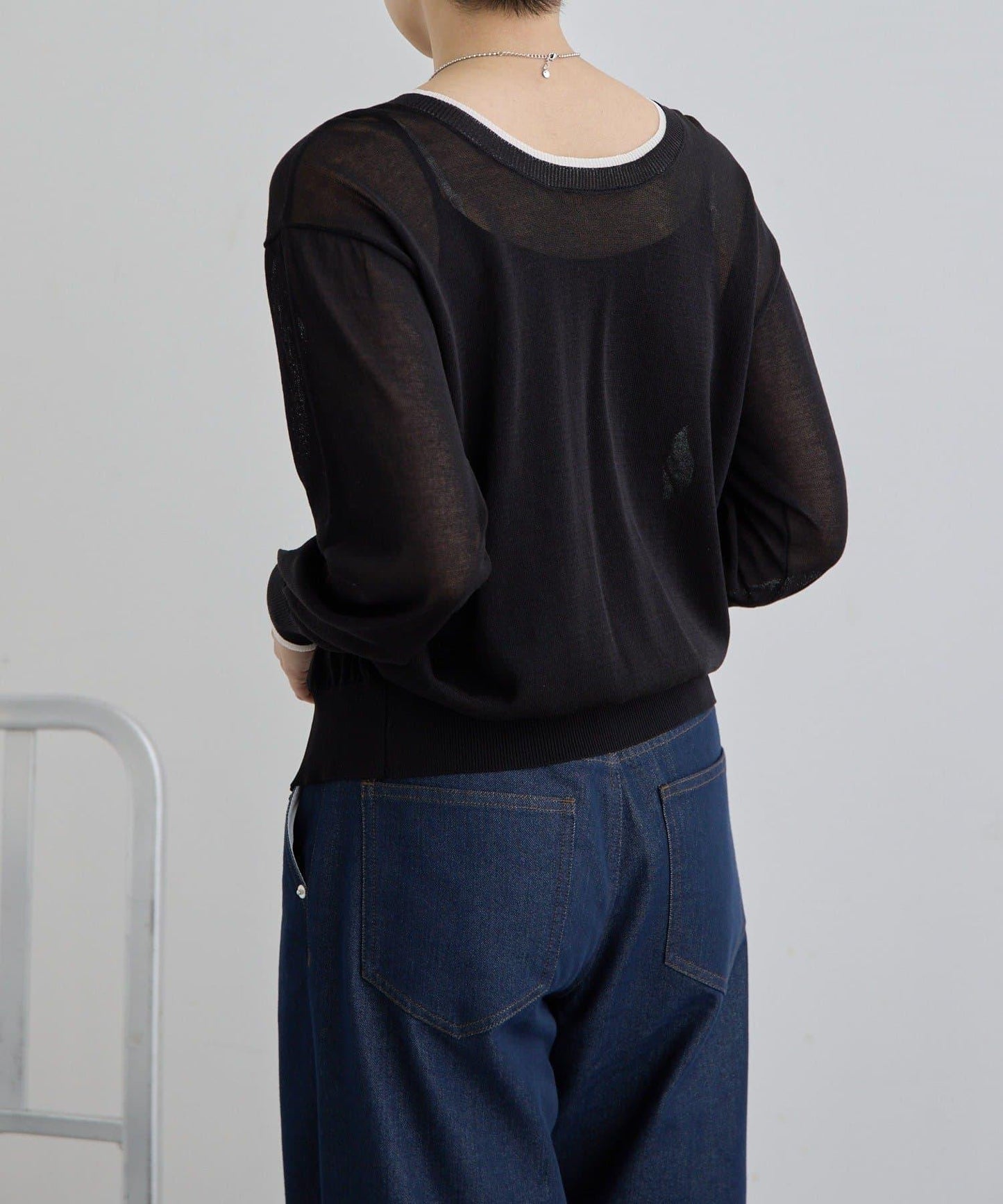 前後雙穿 層次感設計 線條透視 針織開衫 SUM1 STYLE