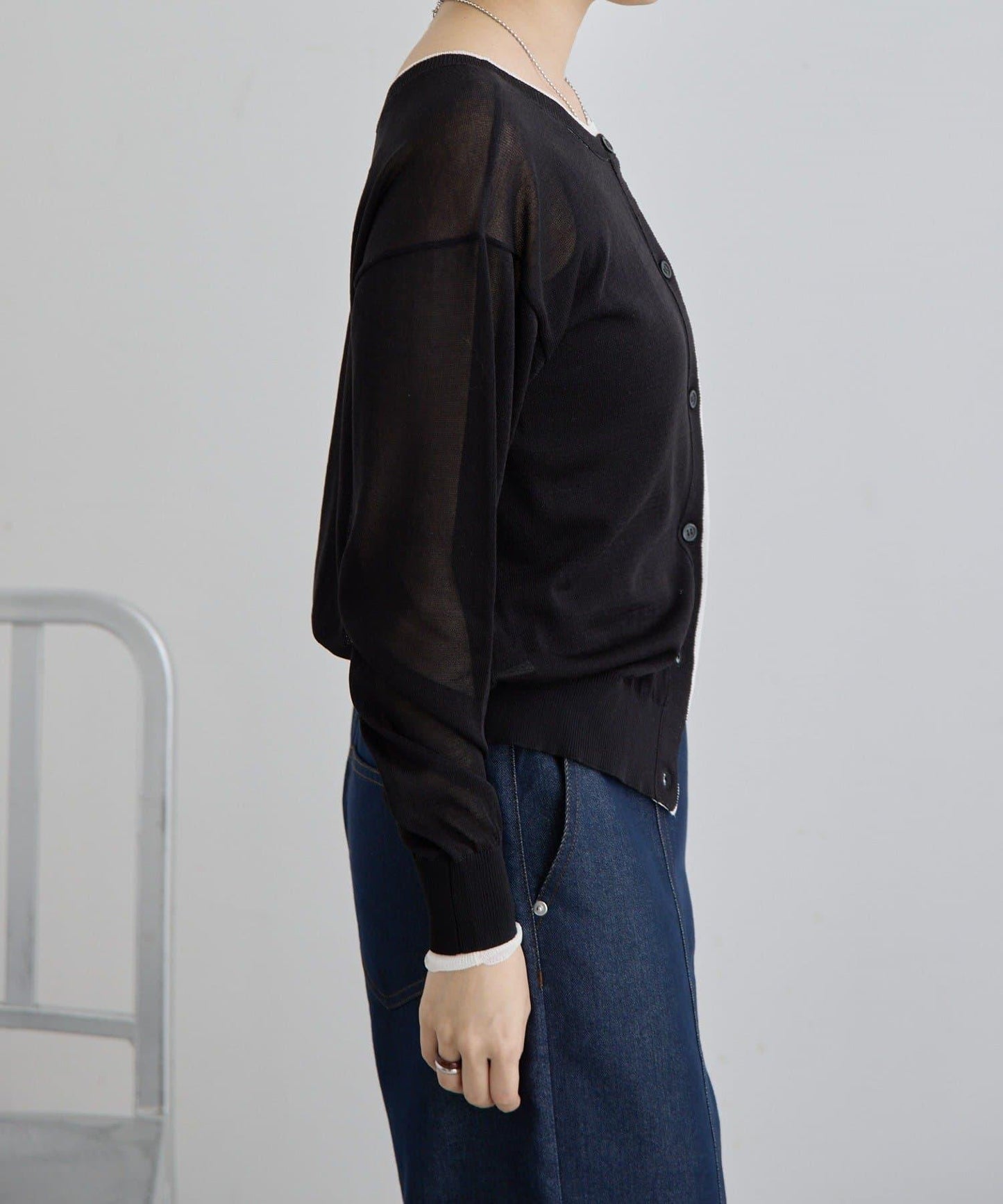 前後雙穿 層次感設計 線條透視 針織開衫 SUM1 STYLE