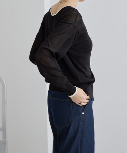 前後雙穿 層次感設計 線條透視 針織開衫 SUM1 STYLE