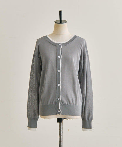 前後雙穿 層次感設計 線條透視 針織開衫 SUM1 STYLE