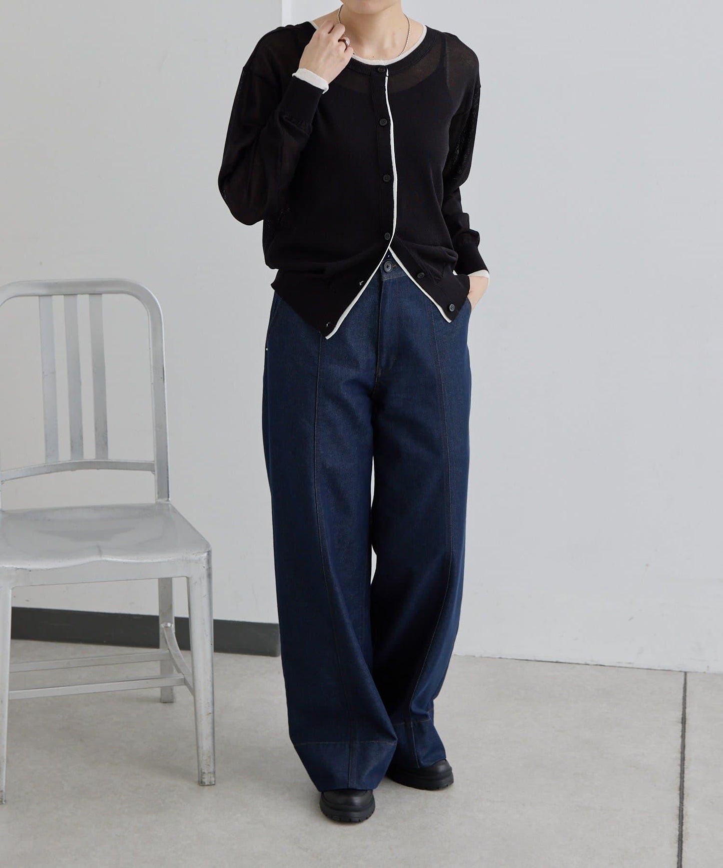 前後雙穿 層次感設計 線條透視 針織開衫 SUM1 STYLE