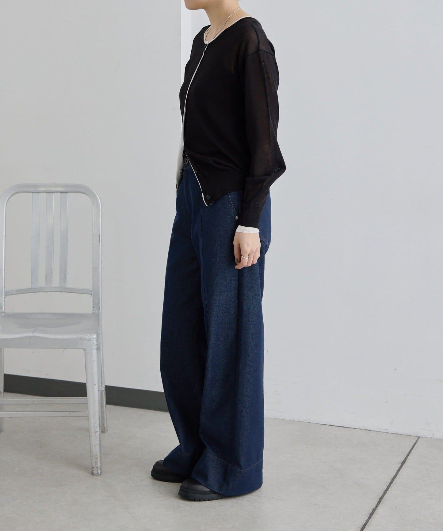 前後雙穿 層次感設計 線條透視 針織開衫 SUM1 STYLE