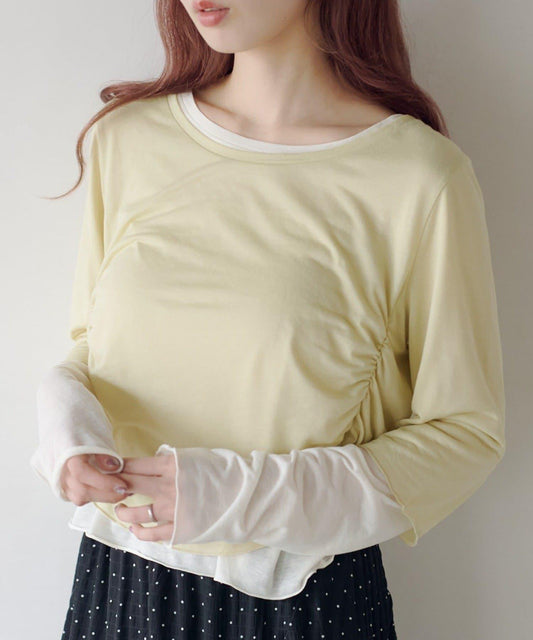 順滑質感層疊設計長袖T恤SET