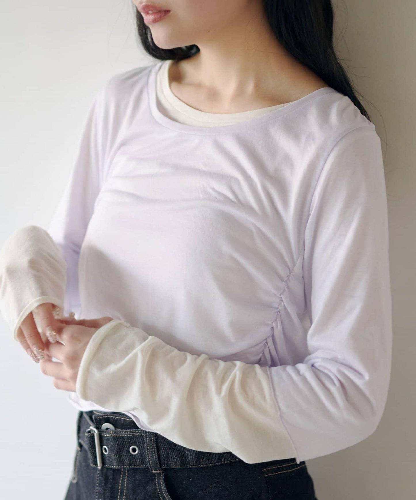 順滑質感層疊設計長袖T恤SET