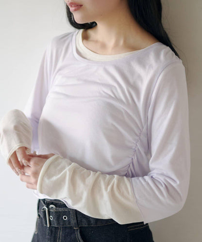 順滑質感層疊設計長袖T恤SET