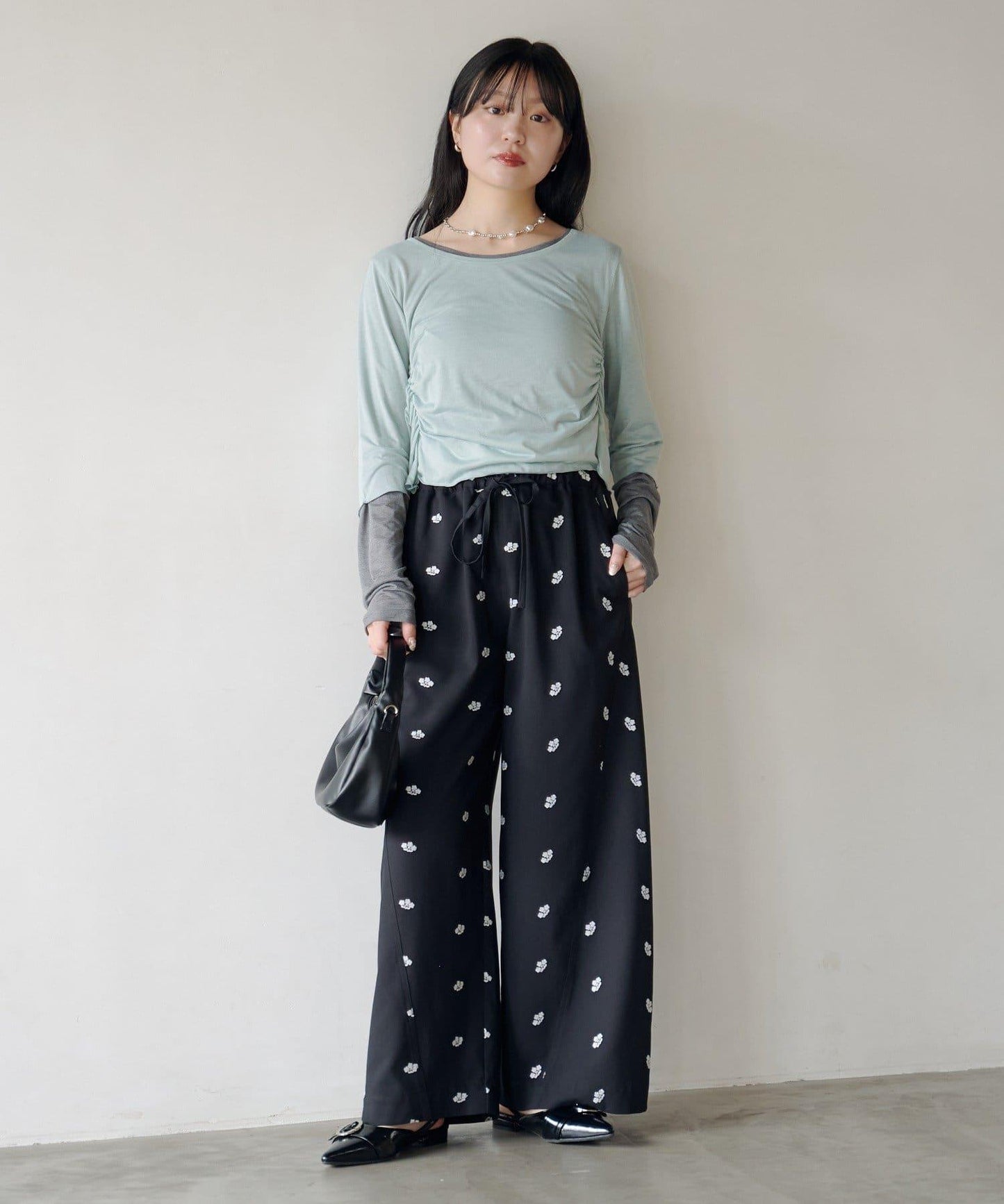 順滑質感層疊設計長袖T恤SET