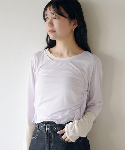 順滑質感層疊設計長袖T恤SET