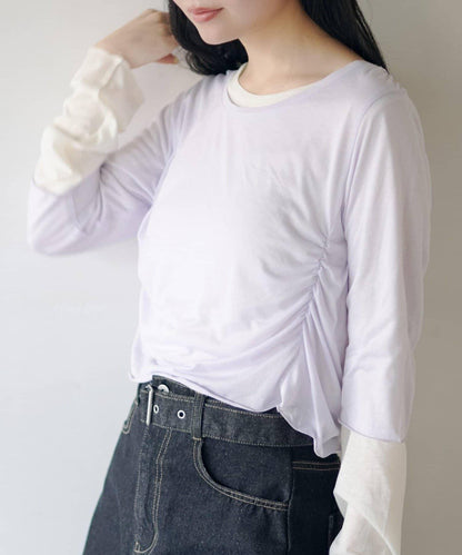 順滑質感層疊設計長袖T恤SET
