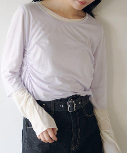 順滑質感層疊設計長袖T恤SET