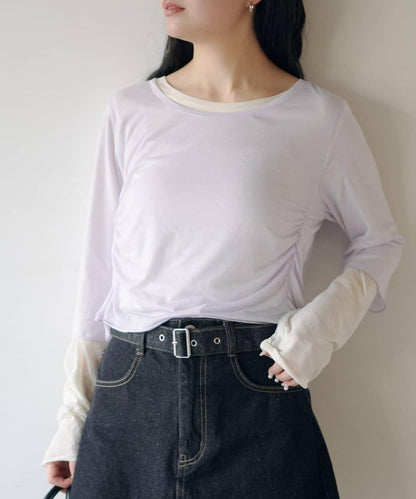 順滑質感層疊設計長袖T恤SET