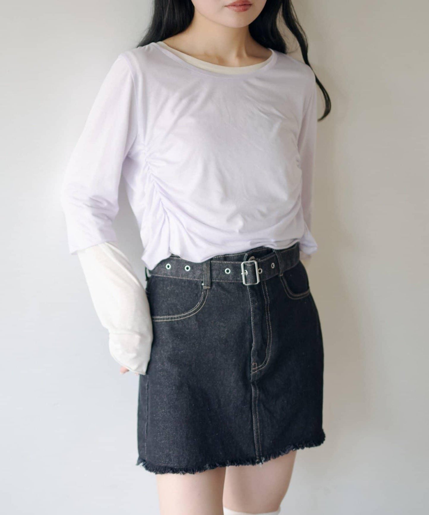 順滑質感層疊設計長袖T恤SET