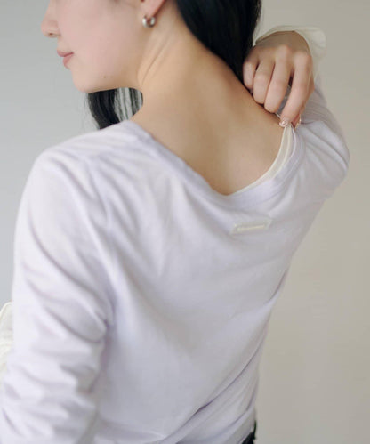 順滑質感層疊設計長袖T恤SET