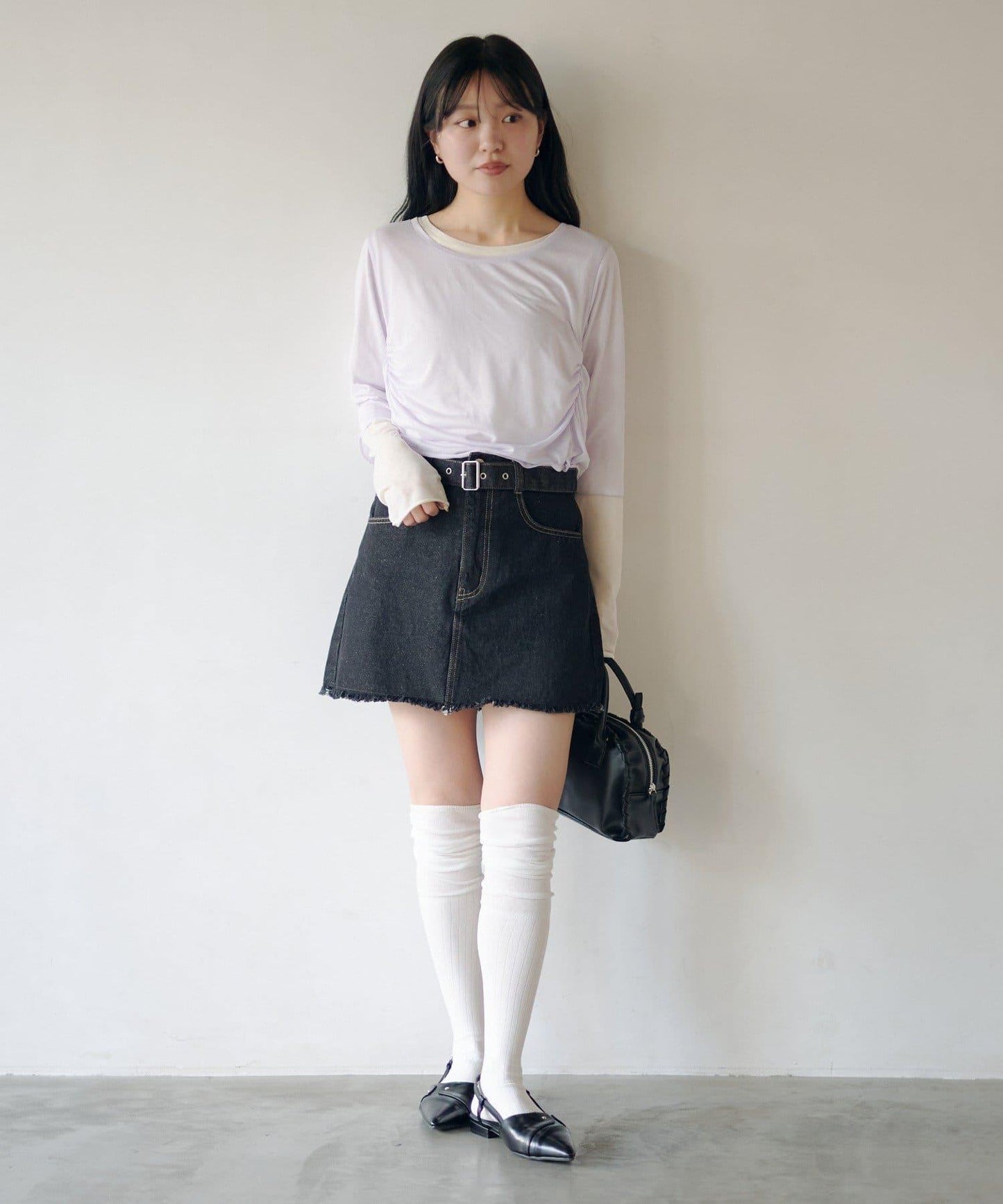 順滑質感層疊設計長袖T恤SET