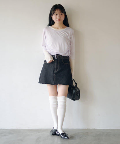 順滑質感層疊設計長袖T恤SET