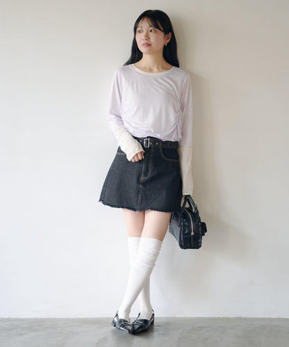 順滑質感層疊設計長袖T恤SET