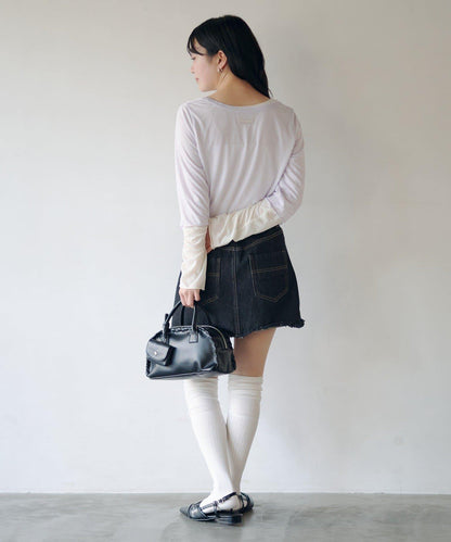 順滑質感層疊設計長袖T恤SET