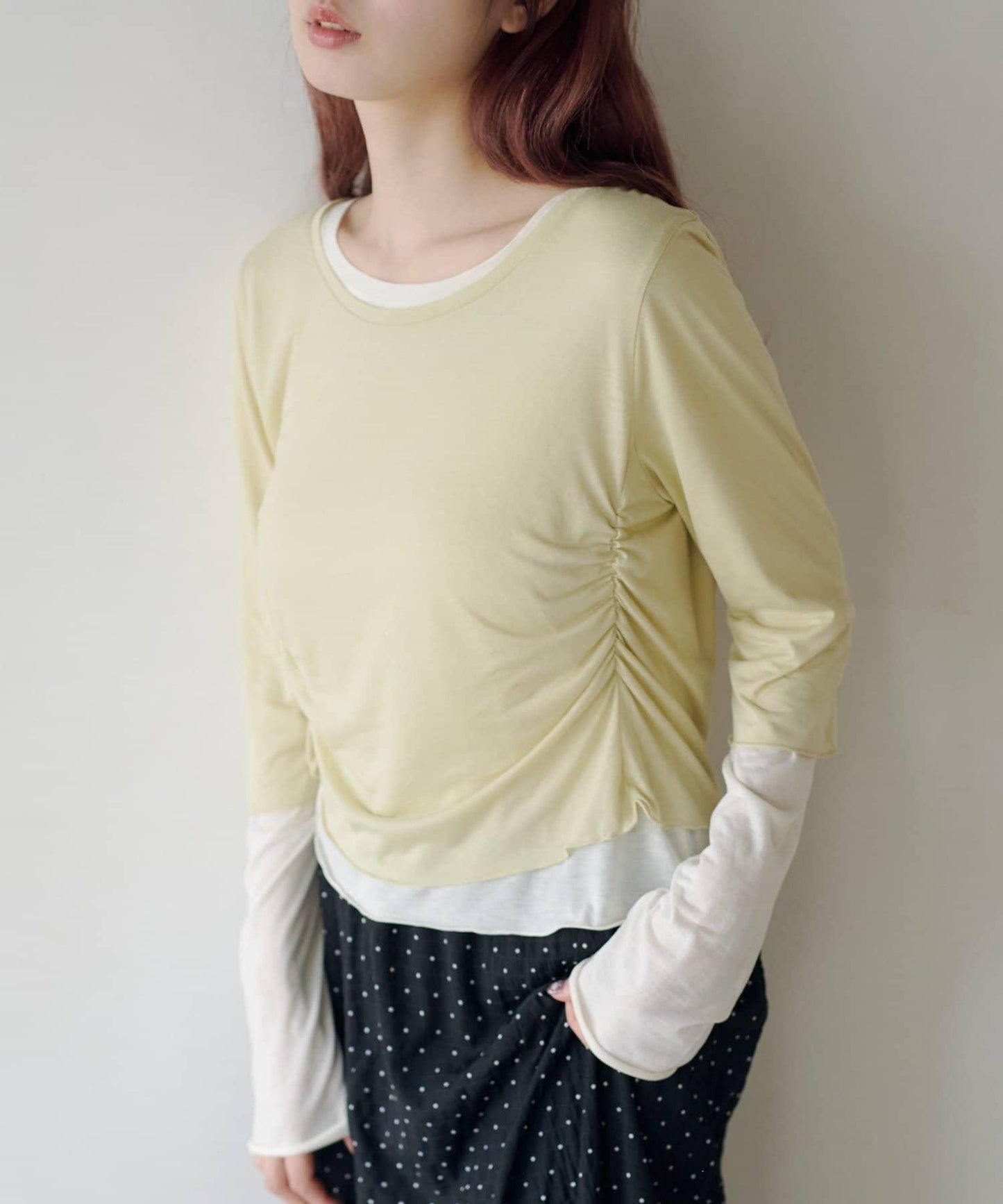 順滑質感層疊設計長袖T恤SET