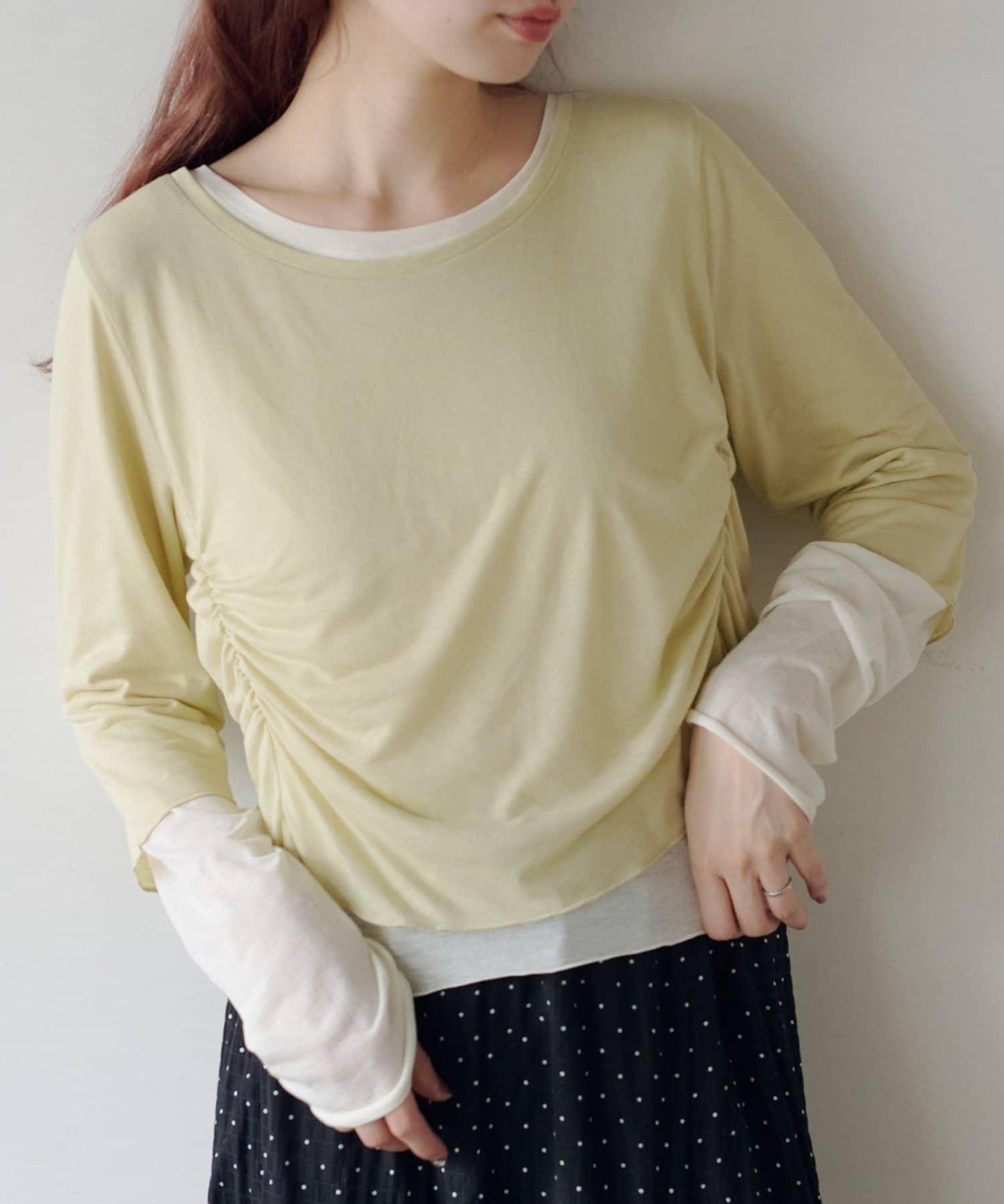 順滑質感層疊設計長袖T恤SET