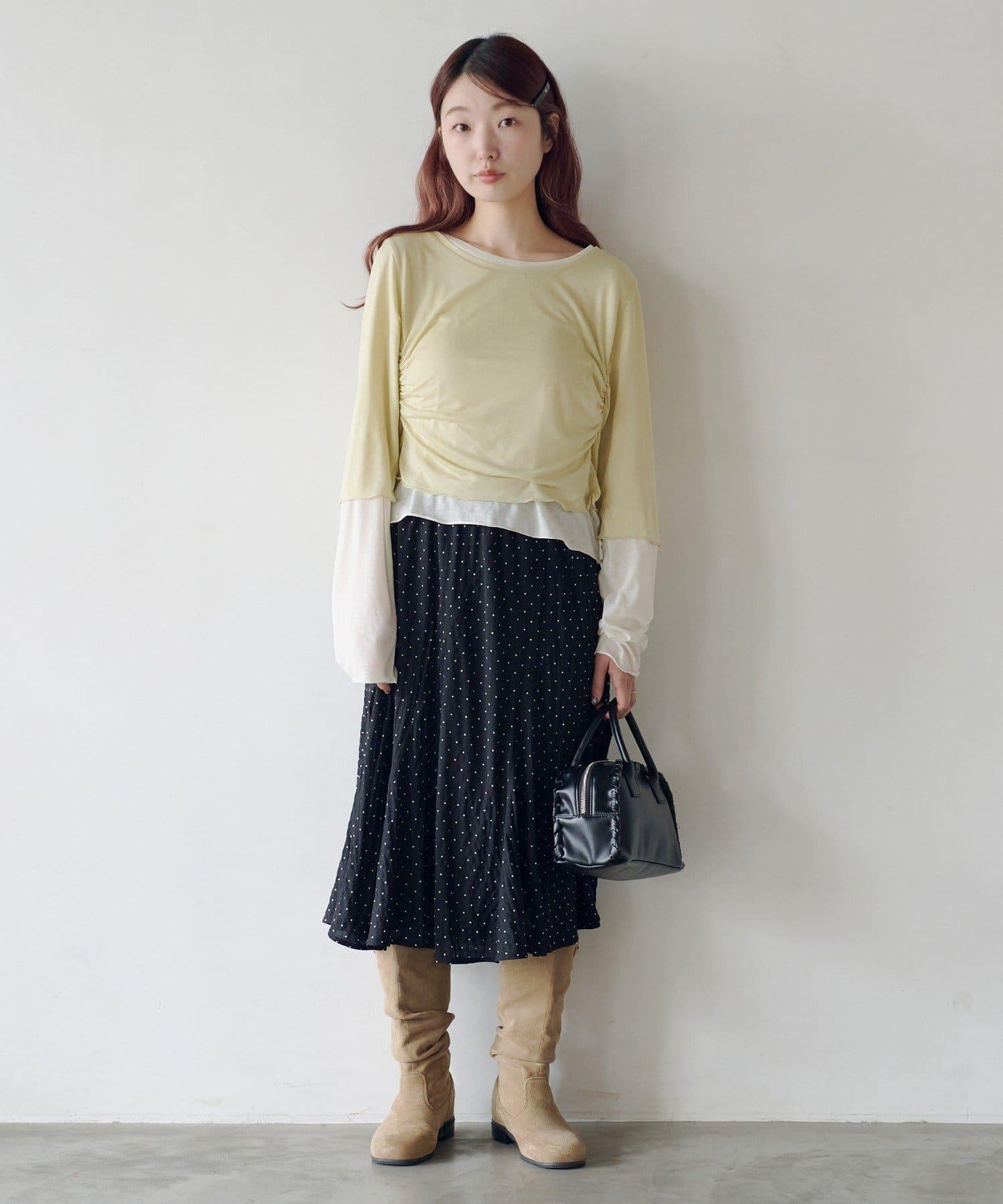 順滑質感層疊設計長袖T恤SET